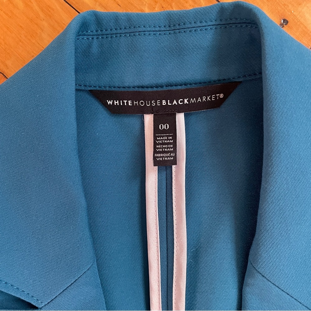 WHBM Turquoise Short Sleeved Blazer and Pencil Skirt Suit SZ 00 - Picture 3 of 11